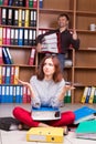 Unhappy girl who was overloaded by boss Royalty Free Stock Photo