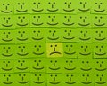 Unhappy and happy concept. Background of Sticky Notes. Royalty Free Stock Photo