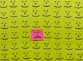 Unhappy and happy concept. Background of Sticky Notes. Royalty Free Stock Photo