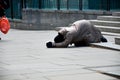 Unhappy homeless man asking help Royalty Free Stock Photo