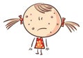 Unhappy little cartoon girl with chickenpox. Childhood diseases