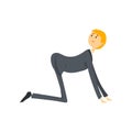Unhappy male newlywed on all fours, henpecked man cartoon vector Illustration on a white background