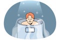 Man in reservoir undergo cryotherapy Royalty Free Stock Photo