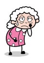 Unhappy - Old Cartoon Granny Vector Illustration Royalty Free Stock Photo