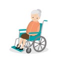 Unhappy old woman in a wheelchair,elderly female character