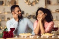 Unhappy Sad Black Couple Having Bad Date Royalty Free Stock Photo