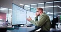 Unhappy Sad Developer Programmer Man In Stress Coding Software