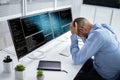 Unhappy Sad Developer Programmer Man In Stress Coding Software