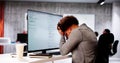 Unhappy Sad Developer Programmer Man In Stress Coding Software
