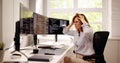 Unhappy Sad Developer Programmer Woman In Stress Coding Software Royalty Free Stock Photo