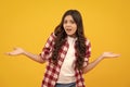 Unhappy sad teenager girl. Cute young teenager girl against a isolated background. Studio portrait of pretty beautiful Royalty Free Stock Photo