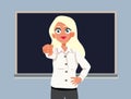 Unhappy Teacher Pointing to the Class Vector Cartoon Illustration Royalty Free Stock Photo