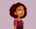 Sad African Teenage Girl Vector Illustration