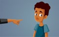 Parent Scolding a Guilty Looking Teen Boy Vector Cartoon Illustration