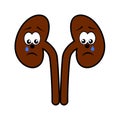 Unhappy unhealthy crying kidneys cartoon character