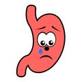 Unhappy unhealthy crying stomach cartoon character