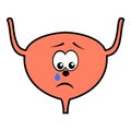 Unhappy unhealthy crying urinary bladder cartoon character