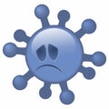 Unhappy virus germ microbe cartoon emoji with the blues