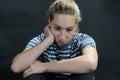 Unhappy weeping teenager girl feels lonely Royalty Free Stock Photo