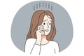 Unhappy woman feel stressed crying