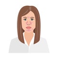 Unhappy Woman Suffering from Seborrheic Dermatitis. Vector illustration. Adult or teenager face with skin problems