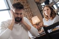 Unhappy young woman being mad at her boyfriend Royalty Free Stock Photo