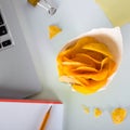 Unhealthy chips for snack at work. Food in the office Royalty Free Stock Photo