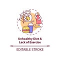 Unhealthy diet and lack of exercise concept icon