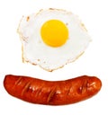 Unhealthy grilled barbecue sausage and egg