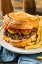 Unhealthy Grilled Cheese Hamburger