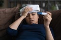Unhealthy Indian female suffer from influenza at home