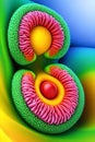 Unhealthy looking virus or microscopic tissue, with intense colors