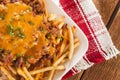 Unhealthy Messy Chili Cheese Fries Royalty Free Stock Photo