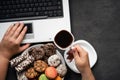 Unhealthy snacking, eating junk food at workplace