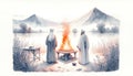 Unholy Fire. Old Testament. Watercolor Biblical Illustration Royalty Free Stock Photo