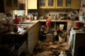 Unhygienic Kitchen messy dirty. Generate Ai