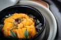 Uni Don on the table in the Japanese restaurant