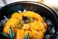 Uni Don on the table in the Japanese restaurant