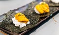 Uni sushi or Egg shells sushi Royalty Free Stock Photo