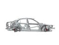 Unibody Car Chassis, Details of the car body on a white background, Royalty Free Stock Photo