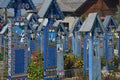 Merry Cemetery in Sapanta, Maramures County, Romania Royalty Free Stock Photo