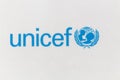 Unicef logo on a panel Royalty Free Stock Photo