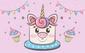Unicon birthday cake design Royalty Free Stock Photo