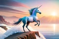 Unicorn Abstract Wallpaper. Soft Background With Cute Mythical Horse In Pastel Colors. Generative AI