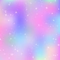 Unicorn background with rainbow mesh. Colorful universe banner in princess colors. Fantasy gradient backdrop with hologram Royalty Free Stock Photo