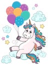 Unicorn with balloons topic image 1 Royalty Free Stock Photo