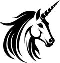 Unicorn - black and white isolated icon - vector illustration Royalty Free Stock Photo