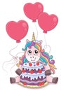 Unicorn with cake and balloons theme 4