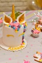 Unicorn cake cupcakes for a party Royalty Free Stock Photo