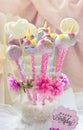 Unicorn cake-pops with flowers and decoration